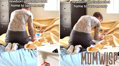 Husband Takes DIY Approach to Newborn Photoshoot, Results Spark Laughter
